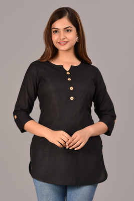 STYLE GANGA Casual Solid Women Black Top