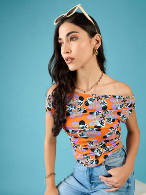 Uptownie Lite Casual Printed Women Orange Top