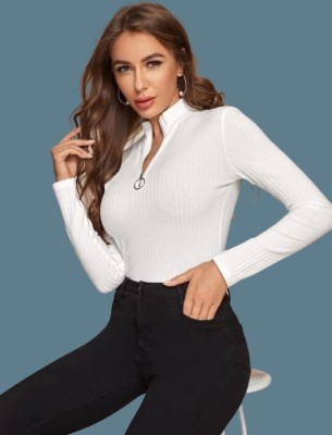 Trend Level Casual Self Design Women White Top