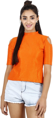 METRONAUT Casual Printed Women Orange Top