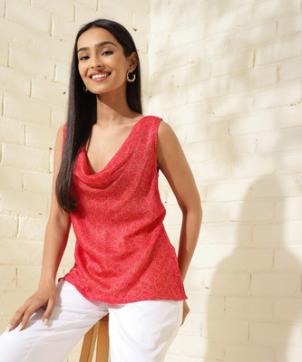 Fabindia Casual Printed Women Red Top
