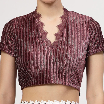 LELA Party Self Design Women Purple Top