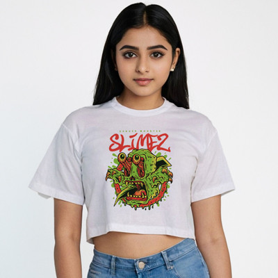 Ninjathreads Casual Printed, Solid Women White Top