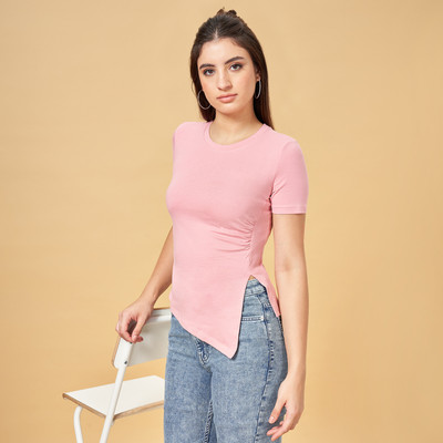 SF Jeans by Pantaloons Casual Solid Women Pink Top
