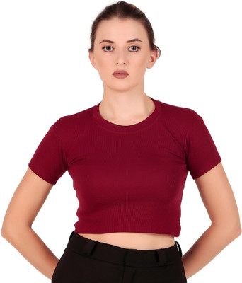 crze Casual Solid Women Maroon Top