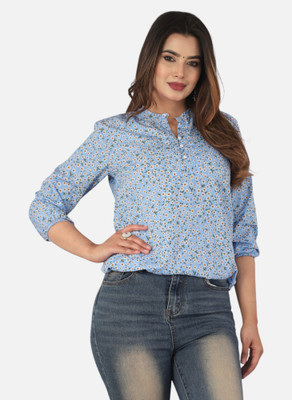 Pittra4ever Casual Printed Women Blue Top