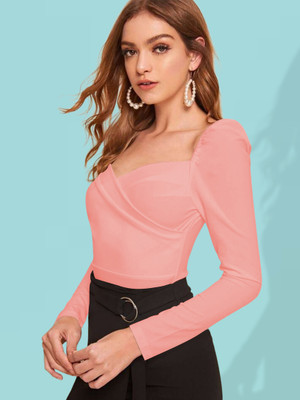 Dream Beauty Fashion Casual Solid Women Pink Top