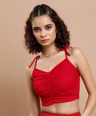 Tokyo Talkies Casual Solid Women Red Top