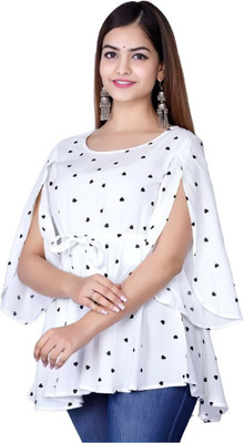 DMT Ethnic Casual Checkered Women White, Black Top