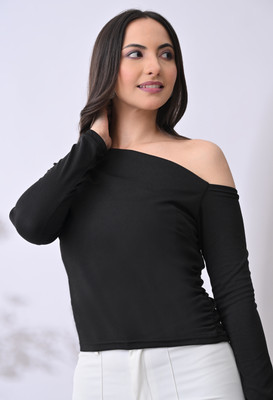 IUGA Casual Printed Women Black Top