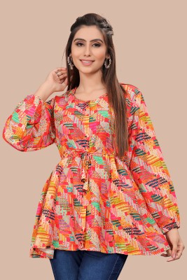 MANNBHAYA Casual Printed Women Multicolor Top