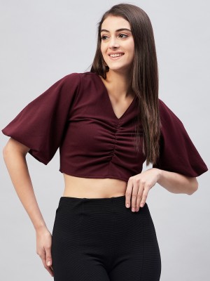 Marie Claire Casual Solid Women Maroon Top