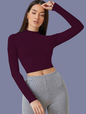 Kashonaa Casual Solid Women Purple Top