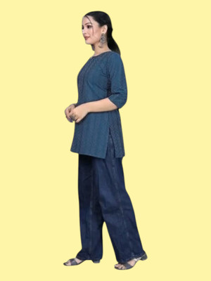 Kfashionbj Women Solid A-line Kurta(Dark Blue)