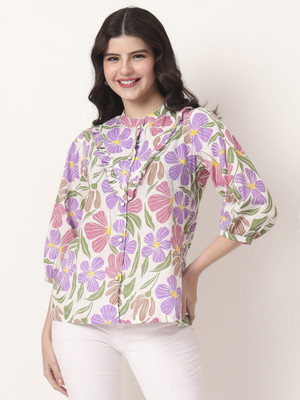 Yufta Casual Floral Print Women Multicolor Top
