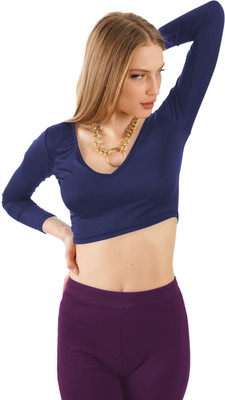 THE BLAZZE Casual Solid Women Blue Top