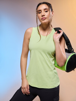Technosport Casual Solid Women Light Green Top