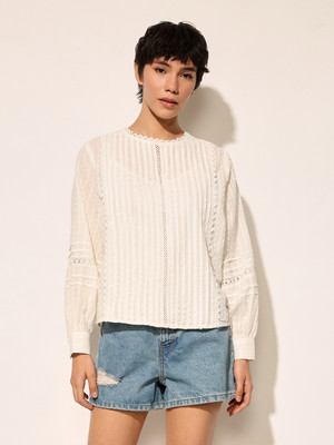 ONLY Casual Self Design Women White Top