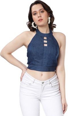 NUEVOSDAMAS Casual Solid Women Dark Blue Top