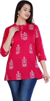 siddhanam Casual 3/4 Sleeve Printed Women Pink Top