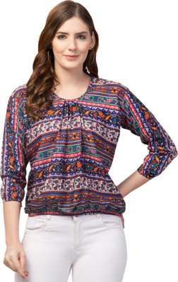 ATIMUNA Casual Printed Women Multicolor Top