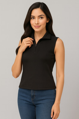 Apraa & Parma Party Solid Women Black Top