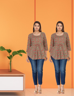 Damsel Casual Printed Women Green Top