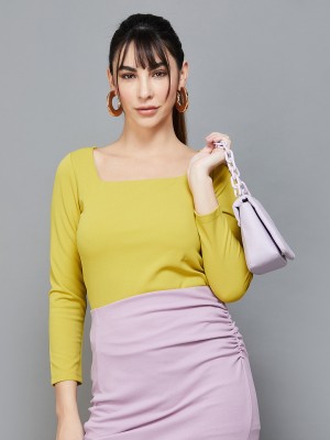 CODE by Lifestyle Casual Solid Women Yellow Top