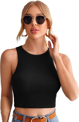 Baeship Casual Solid Women Black Top