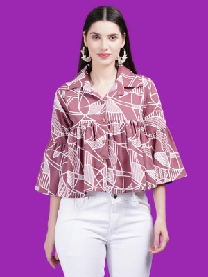 Highlight fashion export Casual Printed Women Purple Top