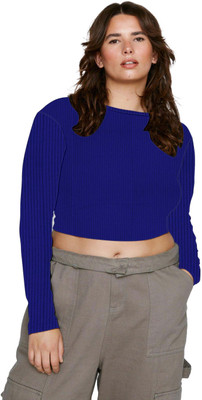 jovo Casual Self Design Women Dark Blue Top