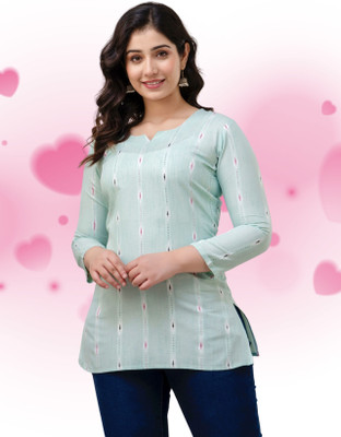 VROEGER Casual Striped Women Light Green Top