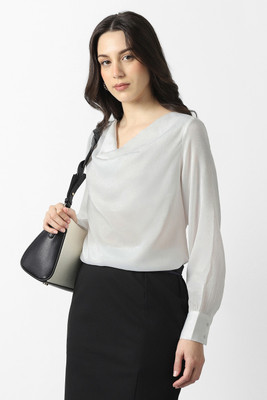 VAN HEUSEN Party Solid Women White Top