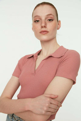 Redamancii Casual Solid Women Pink Top
