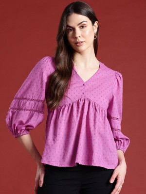 all about you Casual Self Design Women Pink Top