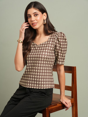 Globus Formal Printed Women Brown Top