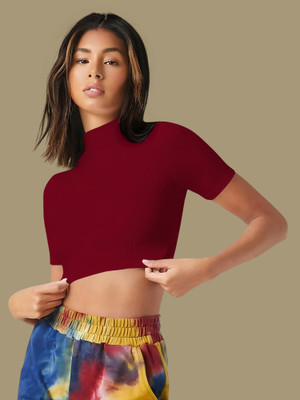 NAVYANKAA Casual Solid Women Maroon Top