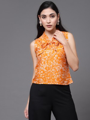 Oomph! Casual Printed Women Orange Top