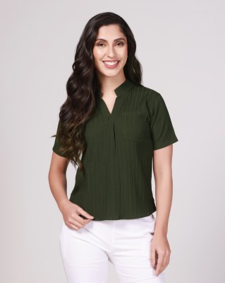 kahan Formal Solid Women Green Top