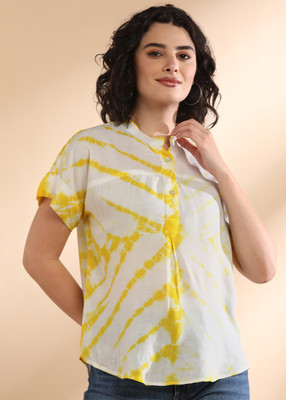 METRONAUT Casual Tie & Dye Women Yellow Top