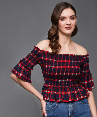 CHEMISTRY Casual Checkered Women Multicolor Top
