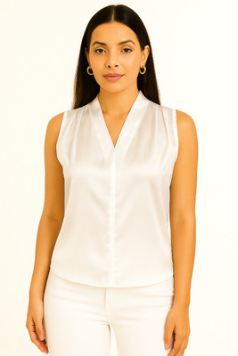 TRUSTROW Casual Solid Women White Top