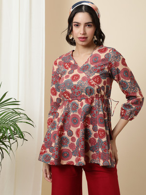 Gulmohar Jaipur Casual Printed Women Beige, Red, Dark Blue Top