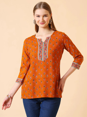 SANGOURI Casual Printed Women Yellow Top