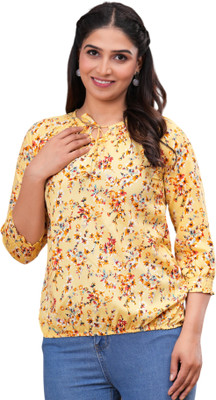 Pittra4ever Casual Printed Women Yellow Top