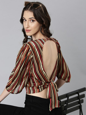 SHOWOFFFF Casual Striped Women Multicolor Top