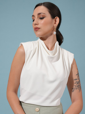 Tokyo Talkies Casual Solid Women White Top