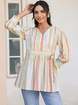 Janasya Casual Self Design Women White Top