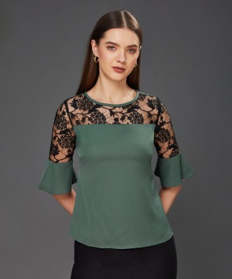 Miss Chase Casual Solid Women Green Top