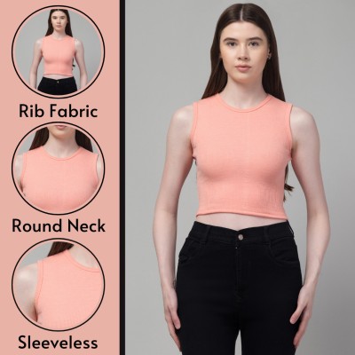 Fshnio Casual Solid Women Pink Top